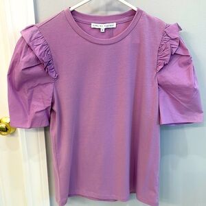 English Factory Purple Ruffle Sleeve Top